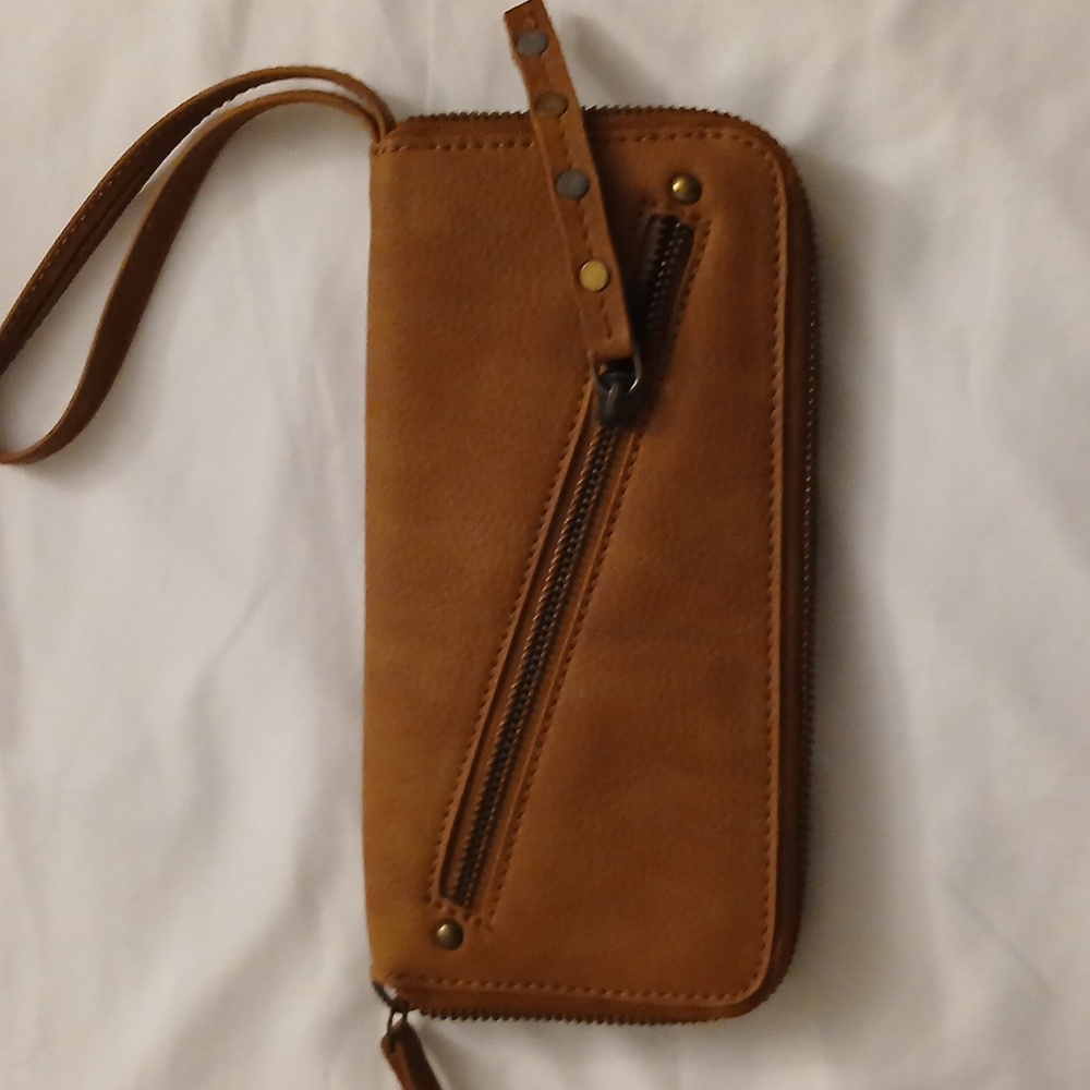 Free People Vegan Brown Wristlet